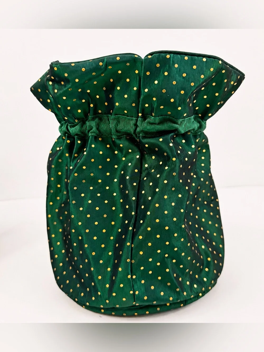 Vintage Dior Cosmetic Bag Set Green Gold Polka Dot NOS - Picture 3 of 16